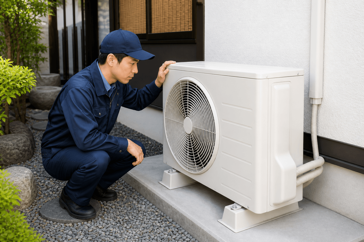 清掃後、通気が整った室外機